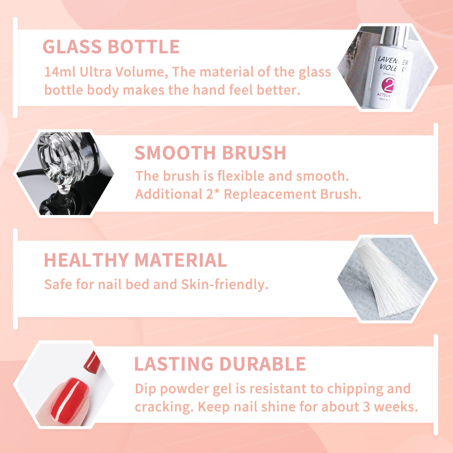 Lavender Violets Dip Powder Liquid Set with Activator, Base Top Coat and Brush Saver 0.5oz/Bot Nail File Necessary Tools for Dipping Powder Acrylic Nail Manicure Pedicure J775