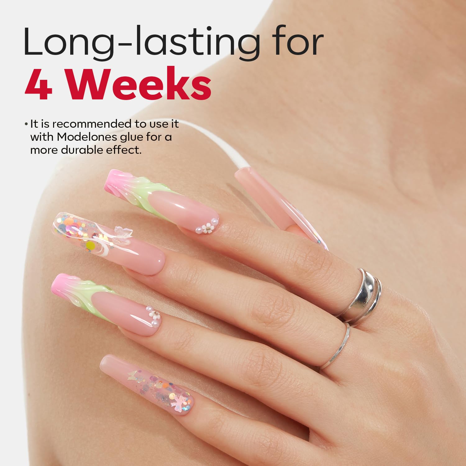 modelones Long Square Nail Tips, 2XXL Straight No C Curve Half Cover Soft Gel Tips Pre-shaped Acrylic Fake Nails False Clear Press on Extension Gel Kit Manicure DIY at Home 216PCS 12Sizes