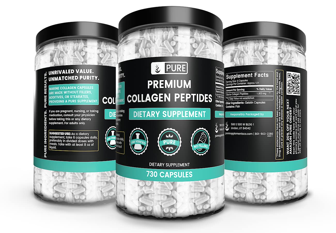 Pure Original Ingredients Collagen Peptides (730 Capsules) No Magnesium Or Rice Fillers, Always Pure, Lab Verified