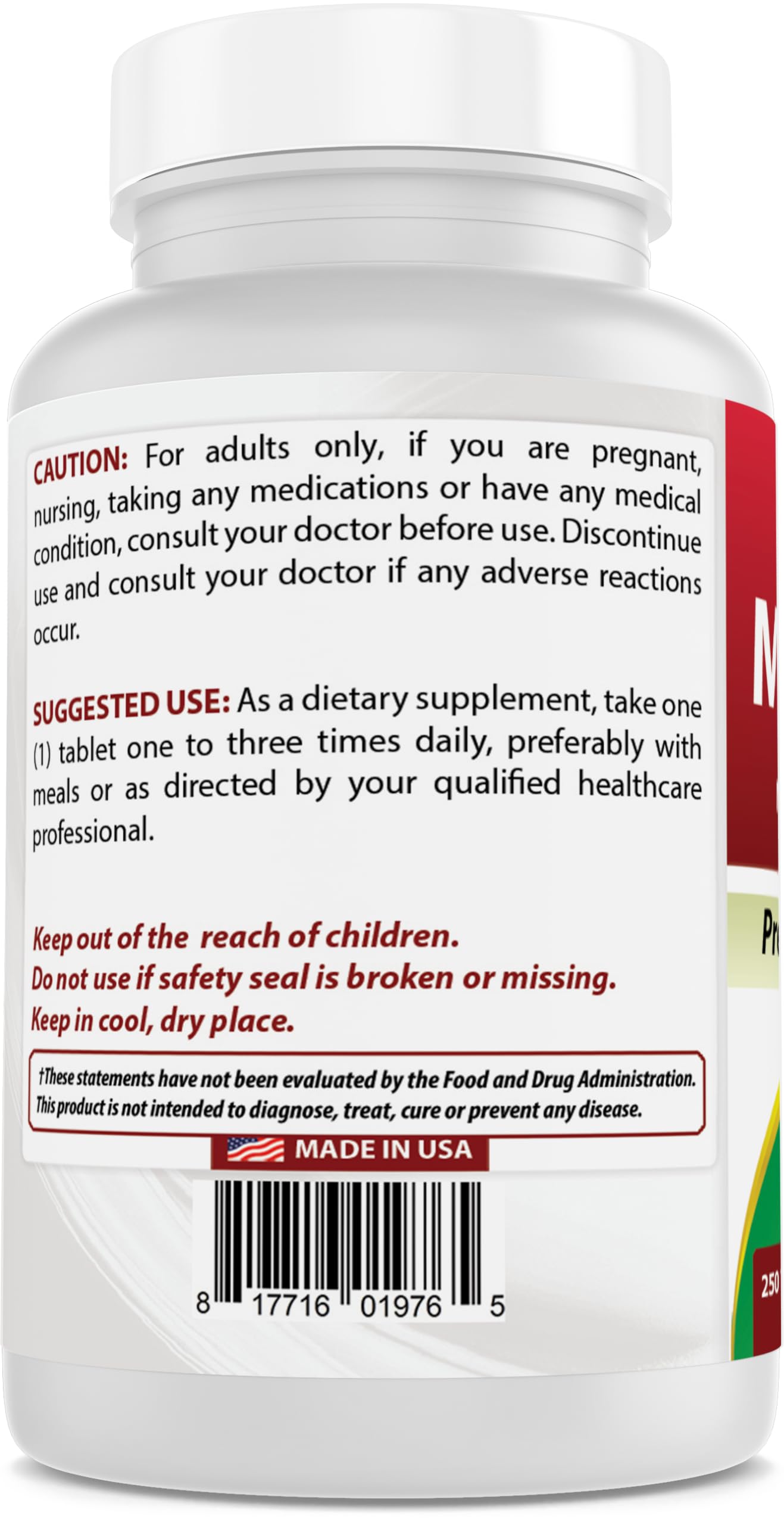 Best Naturals Manganese (Manganese Amino Acid Chelate) 8 mg- 250 Tablets