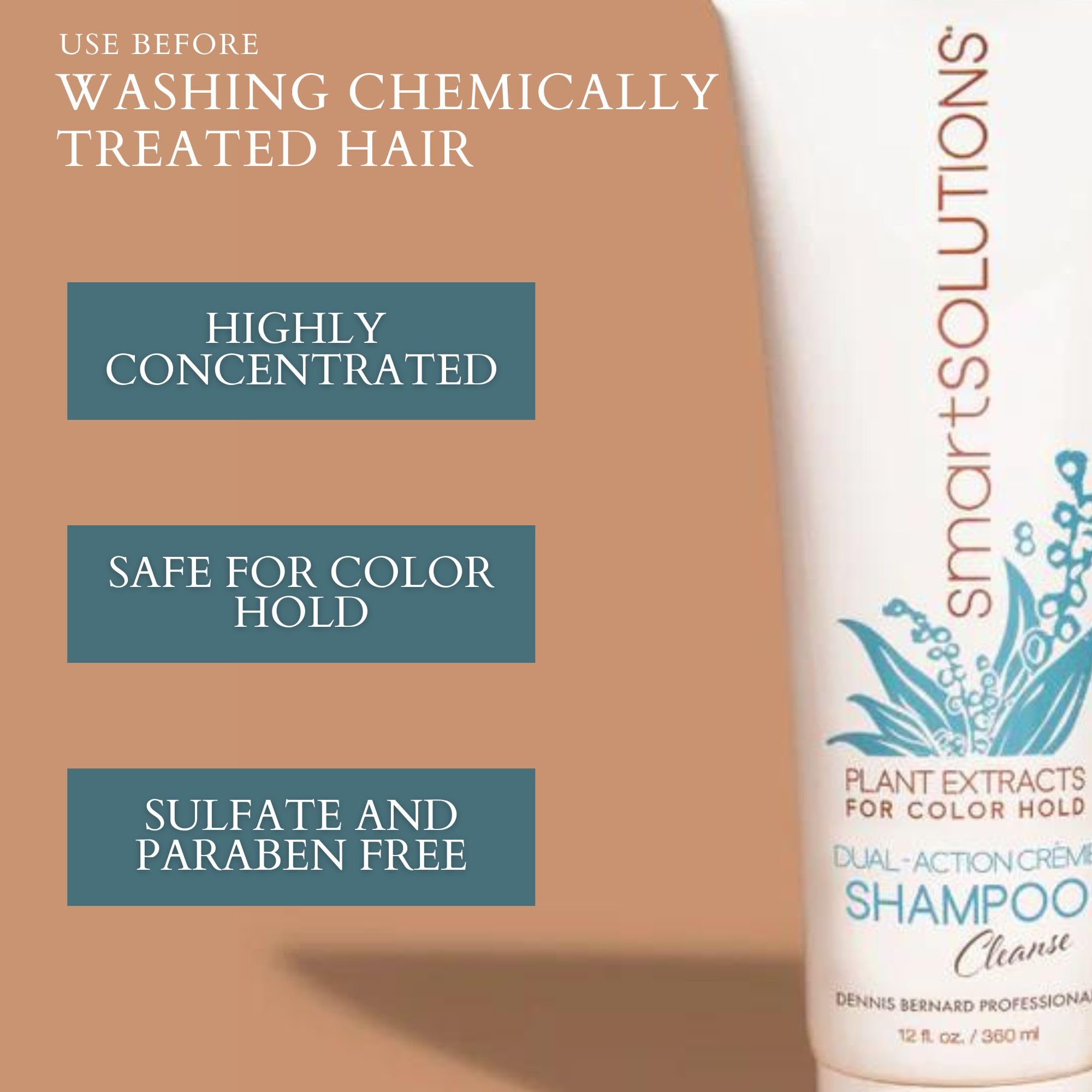 smartSOLUTIONS Dual-Action Creme Shampoo | Sulfate, Paraben & Sodium Chloride Free | Color Safe & Chemically Treated Hair Safe (8 fl oz)
