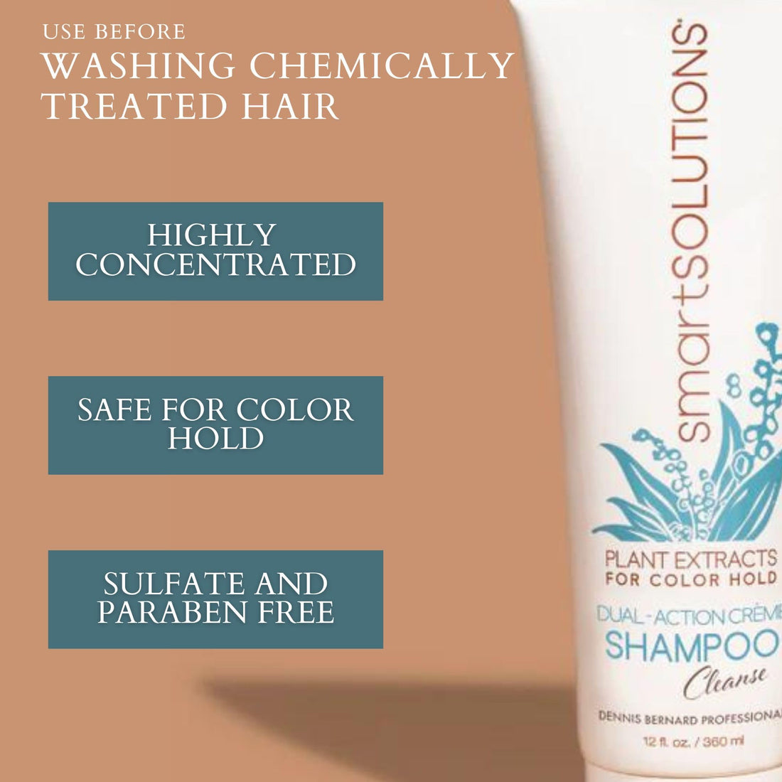 smartSOLUTIONS Dual-Action Creme Shampoo | Sulfate, Paraben & Sodium Chloride Free | Color Safe & Chemically Treated Hair Safe (8 fl oz)