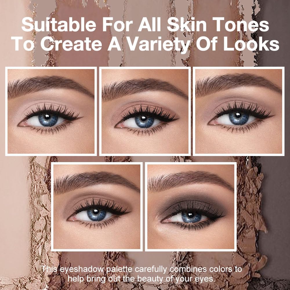 Neutral Nude Brown Eyeshadow Palette Makeup, 5 Colors Velvety Matte Finish, Cool-Toned Nude Taupe Eye Shadows, Natural Everyday to Eye Makeup Looks, for Brown Eyes Long Lasting Naturing-Looking 06#