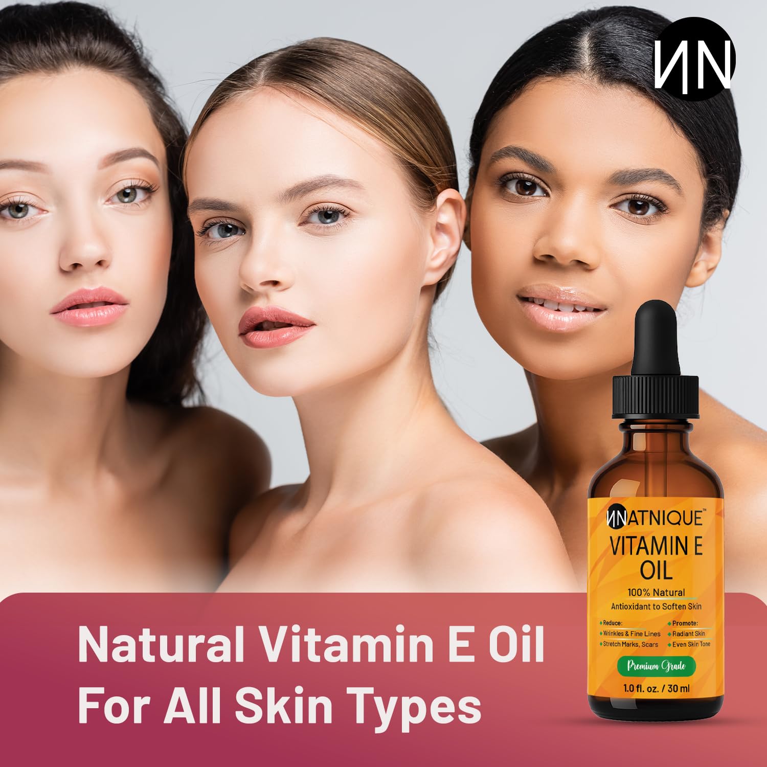 Vitamin E Oil 1oz 100% Natural for Nails, Hair, Face, Eyebrows, Eyelashes, and Body. Non-GMO, Natural D-Alpha Tocopherol. for Nail Growth, and Vitamin E for Skin