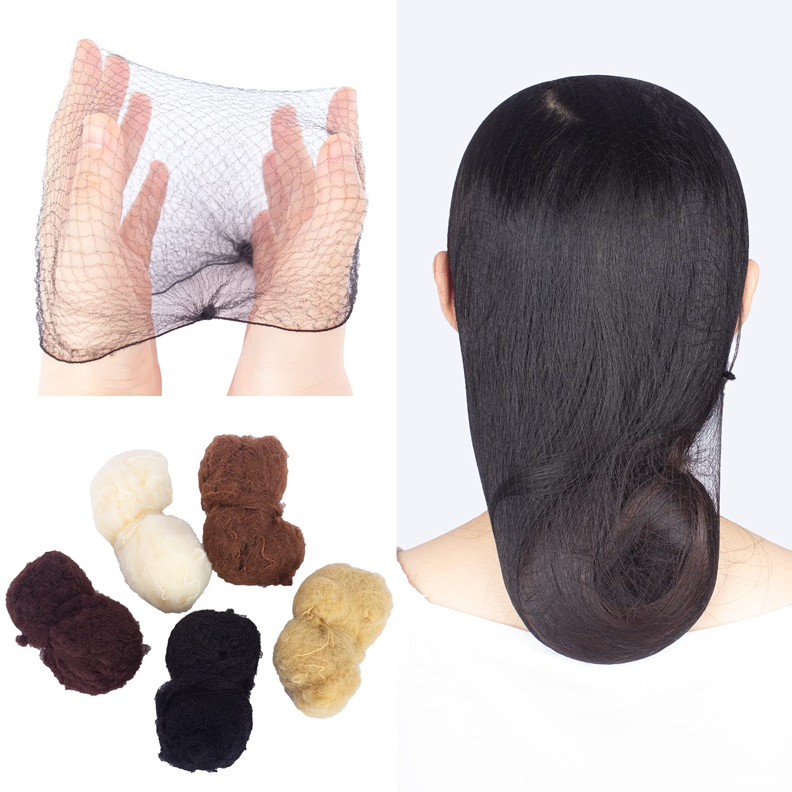 Generic Pack of 100pcs Hair Nets Invisible Elastic Edge Mesh 50cm Black