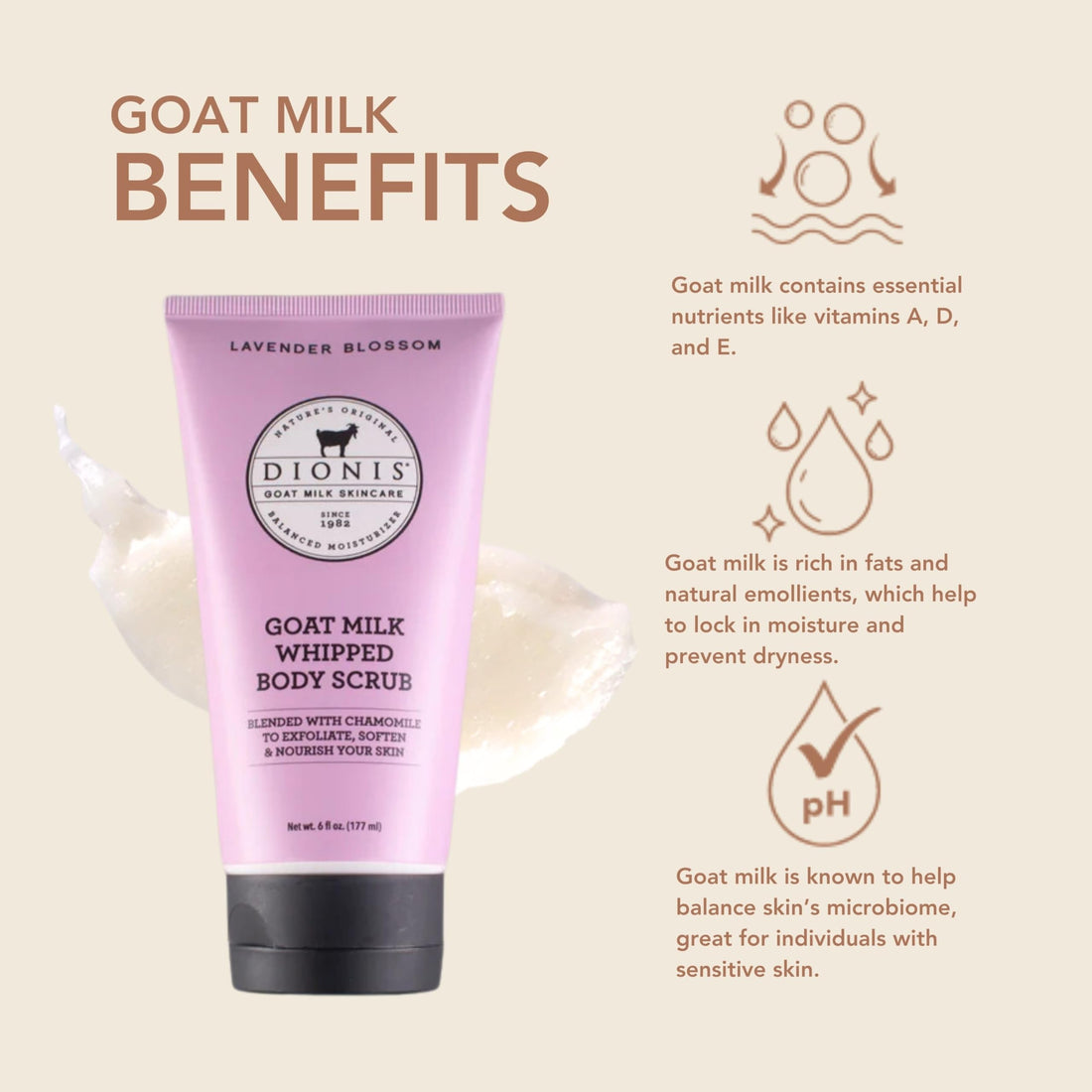 Dionis Goat Milk Skincare Sugar Scrub - Lavender Blossom, 6 ounces