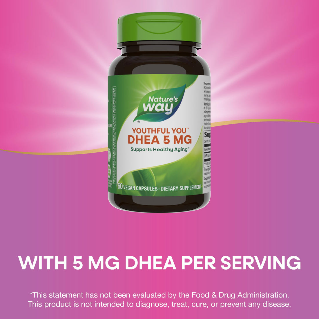 Nature's Way Youthful You DHEA 5 Mg, Supports Healthy Aging & Hormone Production*, No Gluten, 60 Vegan Capsules (Packaging May Vary) - 2 Pack