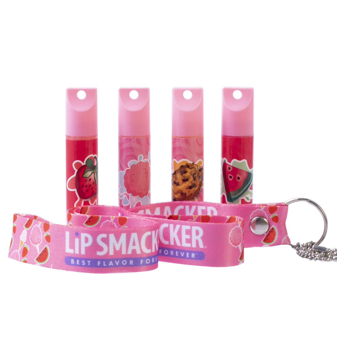 Lip Smackers Lanyard Lip Balm Set - Strawberry, Cotton Candy, Watermelon, Oatmeal Cookie - 0.14 oz (Pack of 1)