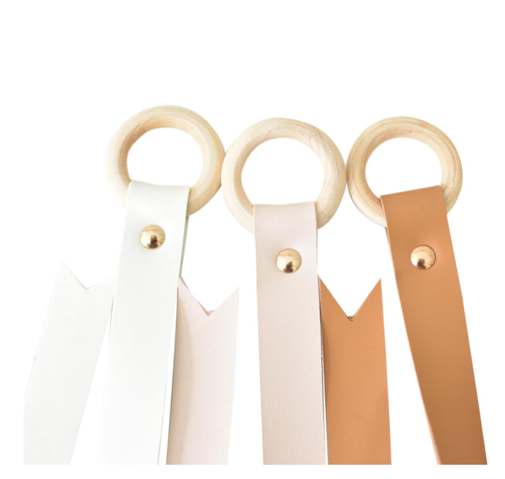 California Tot Faux Leather Bow Clip Organizers With Wooden Rings Set of 3