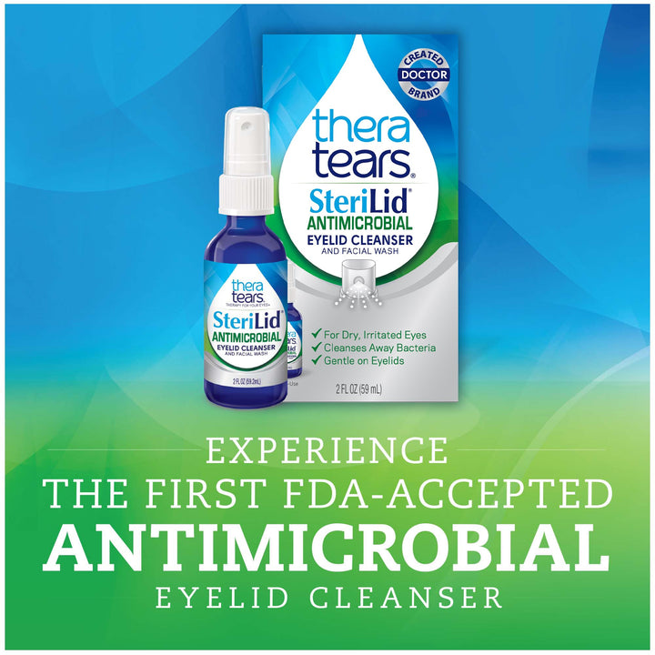 TheraTears Sterilid Antimicrobial Eyelid Cleanser and Facial Wash, with Hypochlorous Acid, 59 mL, 2 Fl oz Spray