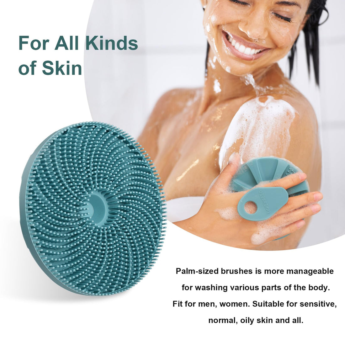 INNERNEED Food-Grade Silicone Body Scrubber Exfoliating & Massaging Shower Brush, More Hygienic Bathing Tool, for All Skin Types, Lathers Well, Longer Service Life (Dark Green)