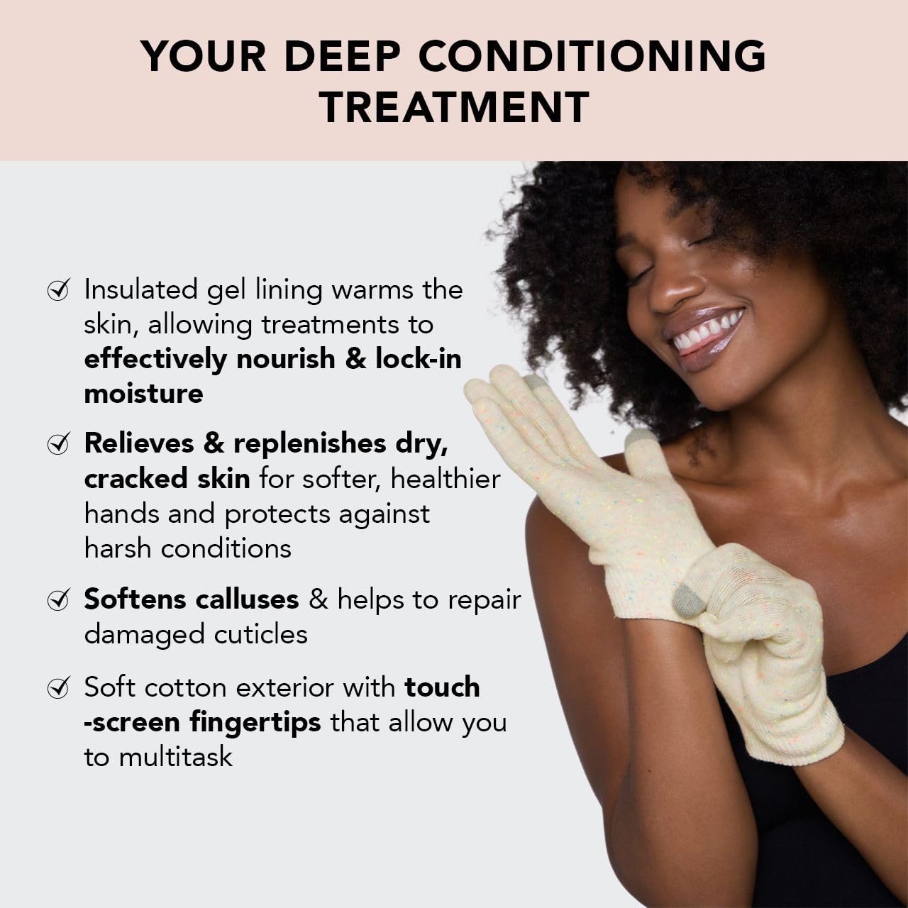 Kitsch Moisturizing Gloves Overnight for Dry Hands Treatment, for Women & Men | Soft Hydrating & Infused Gel Spa Gloves for Kids, One Size Fits Most, Washable & Reusable Pair