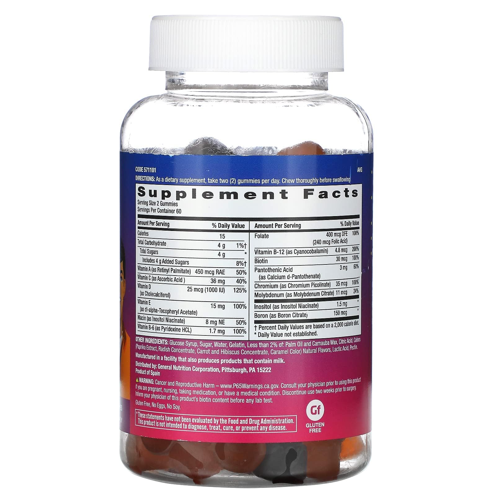 GNC milestones Teen Multivitamin - Natural Fruit Flavors - 120 Gummies (60 Servings)
