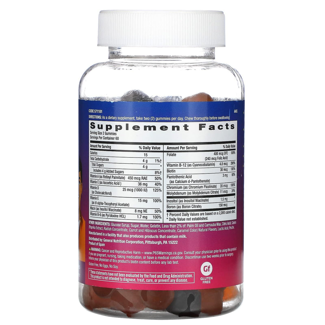 GNC milestones Teen Multivitamin - Natural Fruit Flavors - 120 Gummies (60 Servings)
