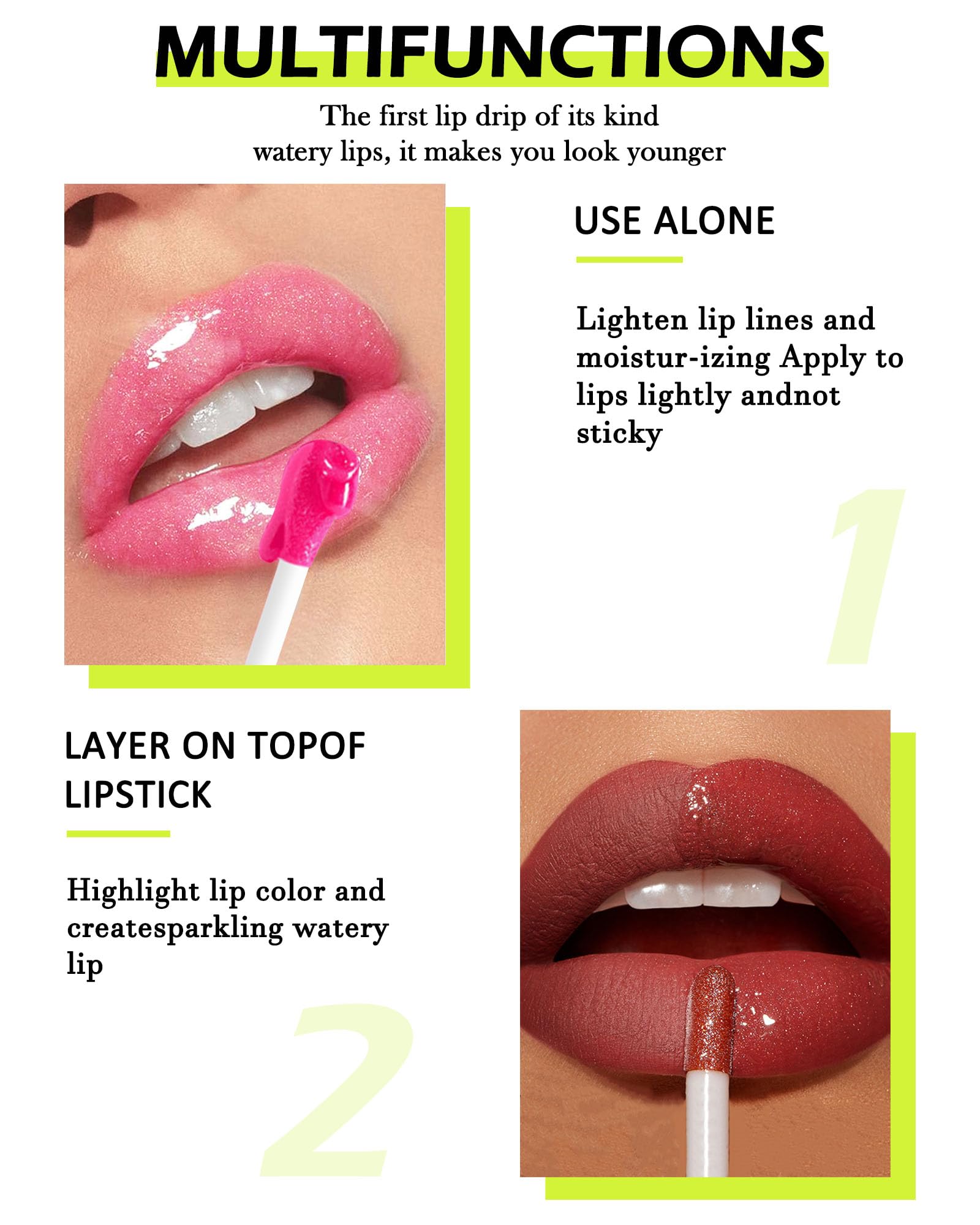 3 Colors Lip Oil Lip Glaze,Tinted Lip Gloss,Hydrating Lip Glow Oil Lipgloss,Transparent Pink Lip Stain Tinted Fat Lip Oil,Clear Glow Reviver Lip Care Oil,Women's Day Makeup Gift for Women-1+2+6