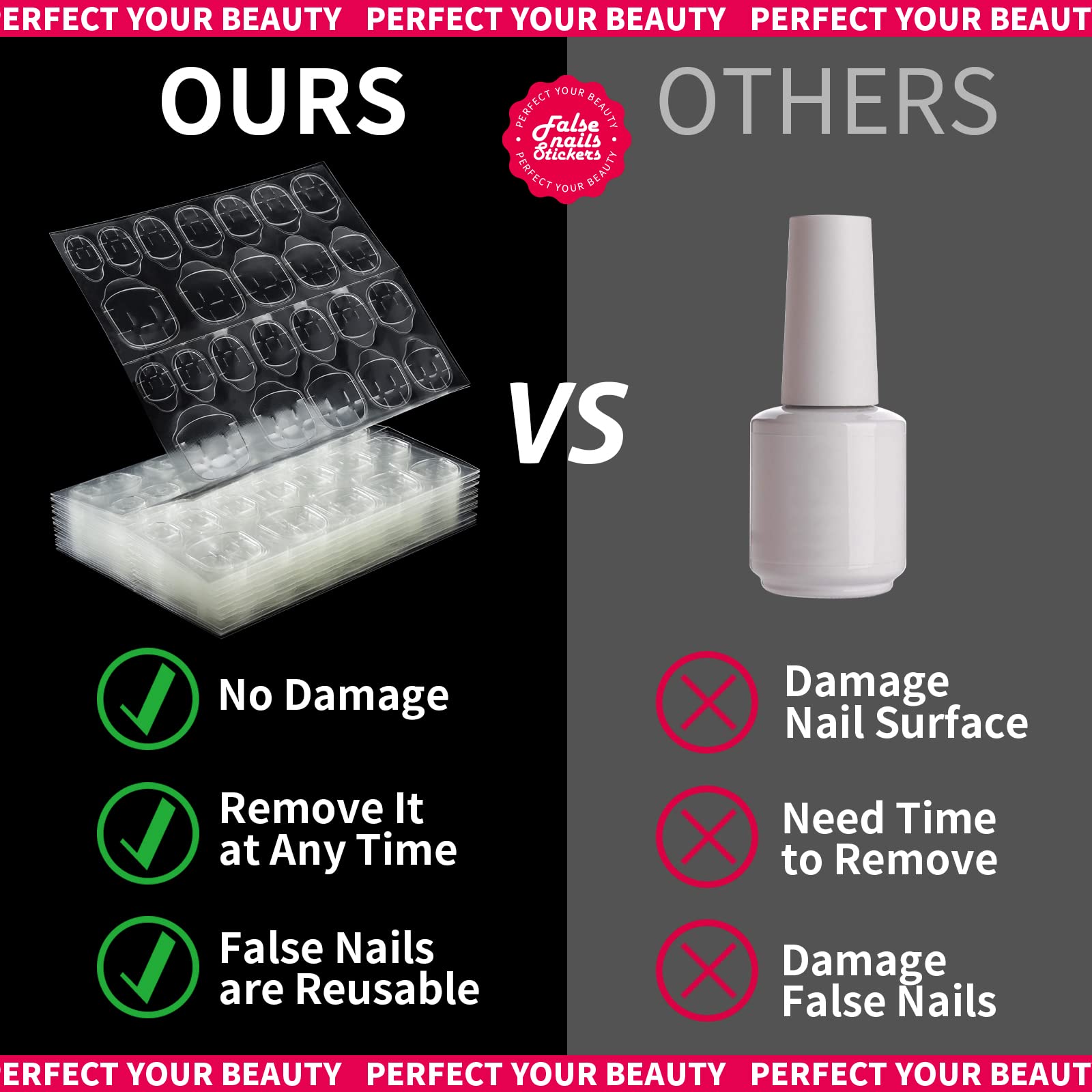 Teenitor 20 Sheet Nail Adhesive Tabs With Stand for Press Ons, Double Sided Glue Stickers, Sticky Tabs for Nails With File