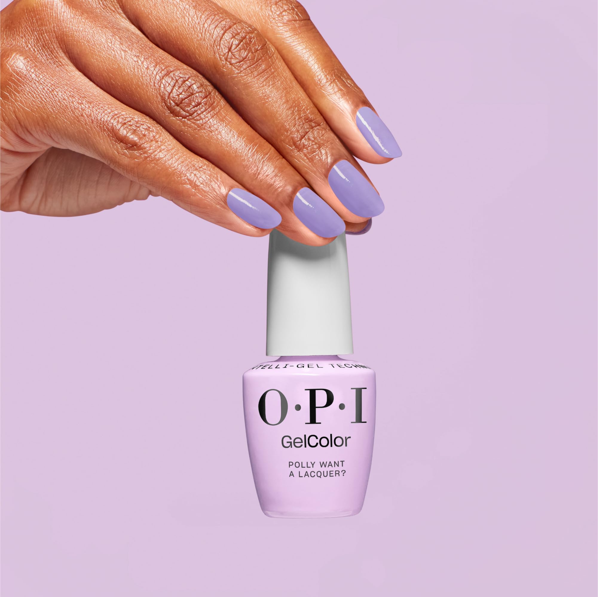 OPI GelColor Polly Want a Lacquer | Opaque Soft Purple Crème UV Cure Gel Nail Polish | Vegan & HEMA Free, Long Lasting, High Shine