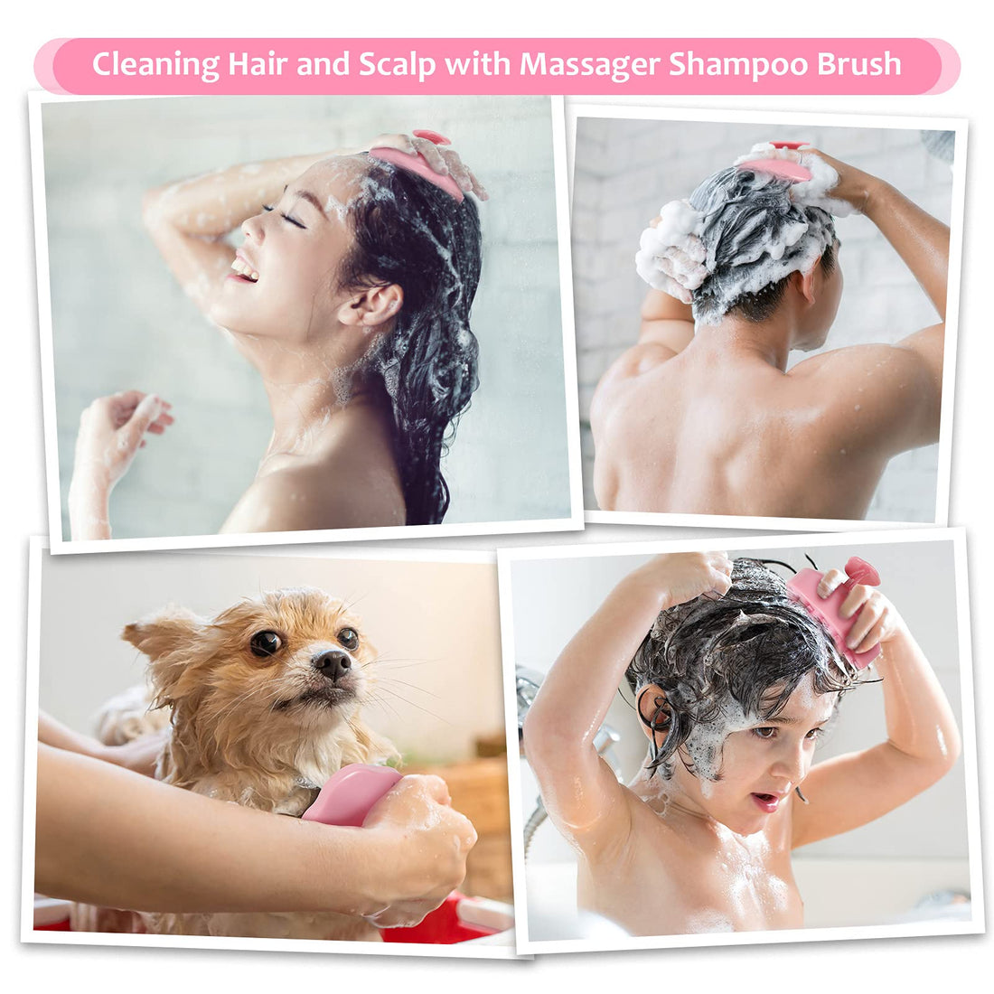 Hair Scalp Massager Shampoo Brush,Soft Silicone Hair Brush for Wet Dry Oily Curly Straight Thick Thin Rough Long Short Natural Men Women Kids Pets Hair Care Toolsï¼Ë†Pink)