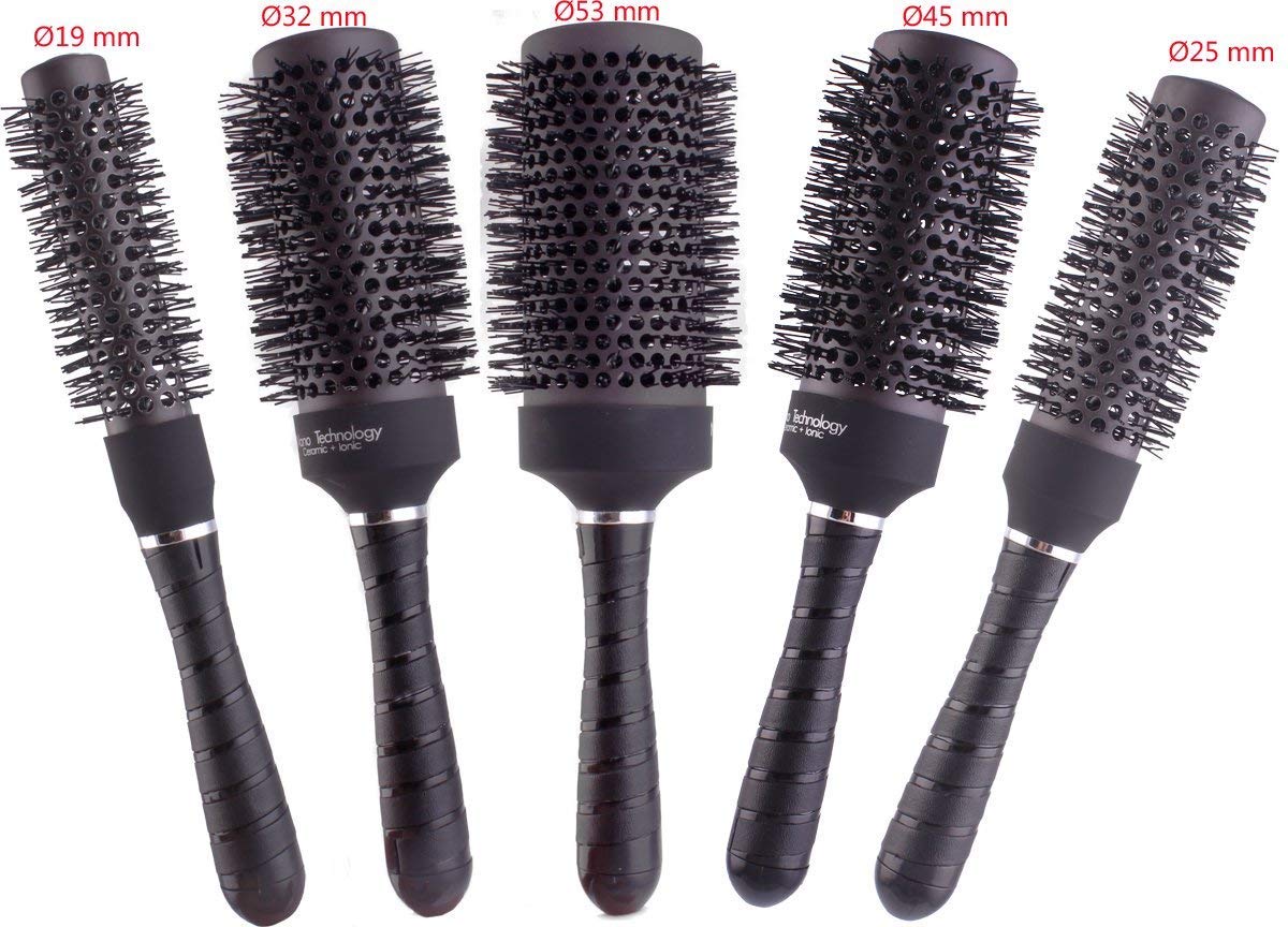 Round Thermal Brush Set, Professional Nano Ceramic & Ionic Barrel Hair Styling Blow Drying Curling Brush, 5 Different Sizes