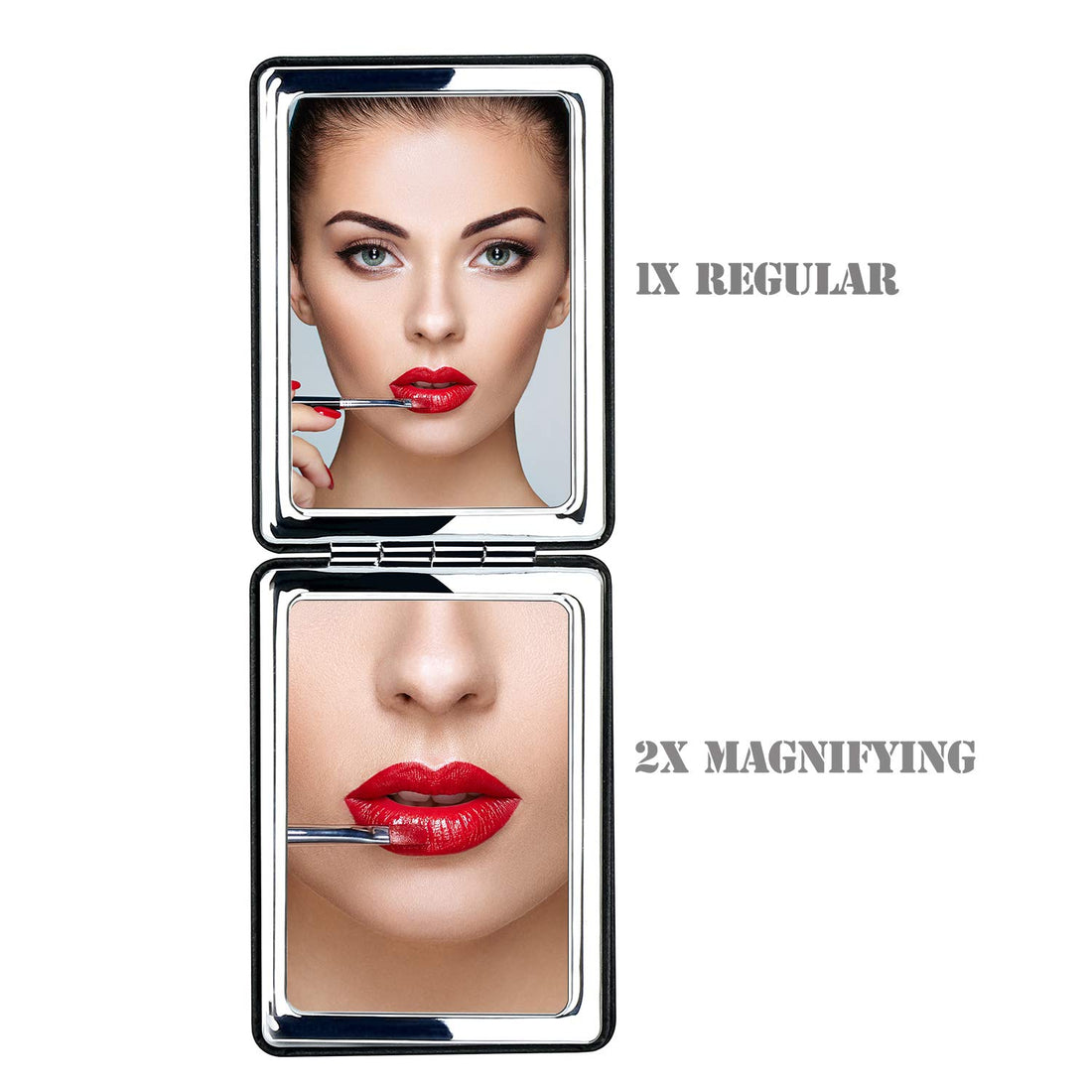 YTZJ Direct Compact Vanity Mirror for Men, Black, Travel Makeup Mirror for Handbag Pocket Wallet, Portable Double-Sided Magnifying Cosmetic Mirror for Daily, Work, Business