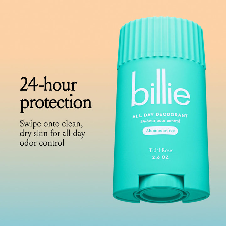 Billie All Day Deodorant, 24-hour Odor Protection, Aluminum-Free, Tidal Rose, 2.6oz