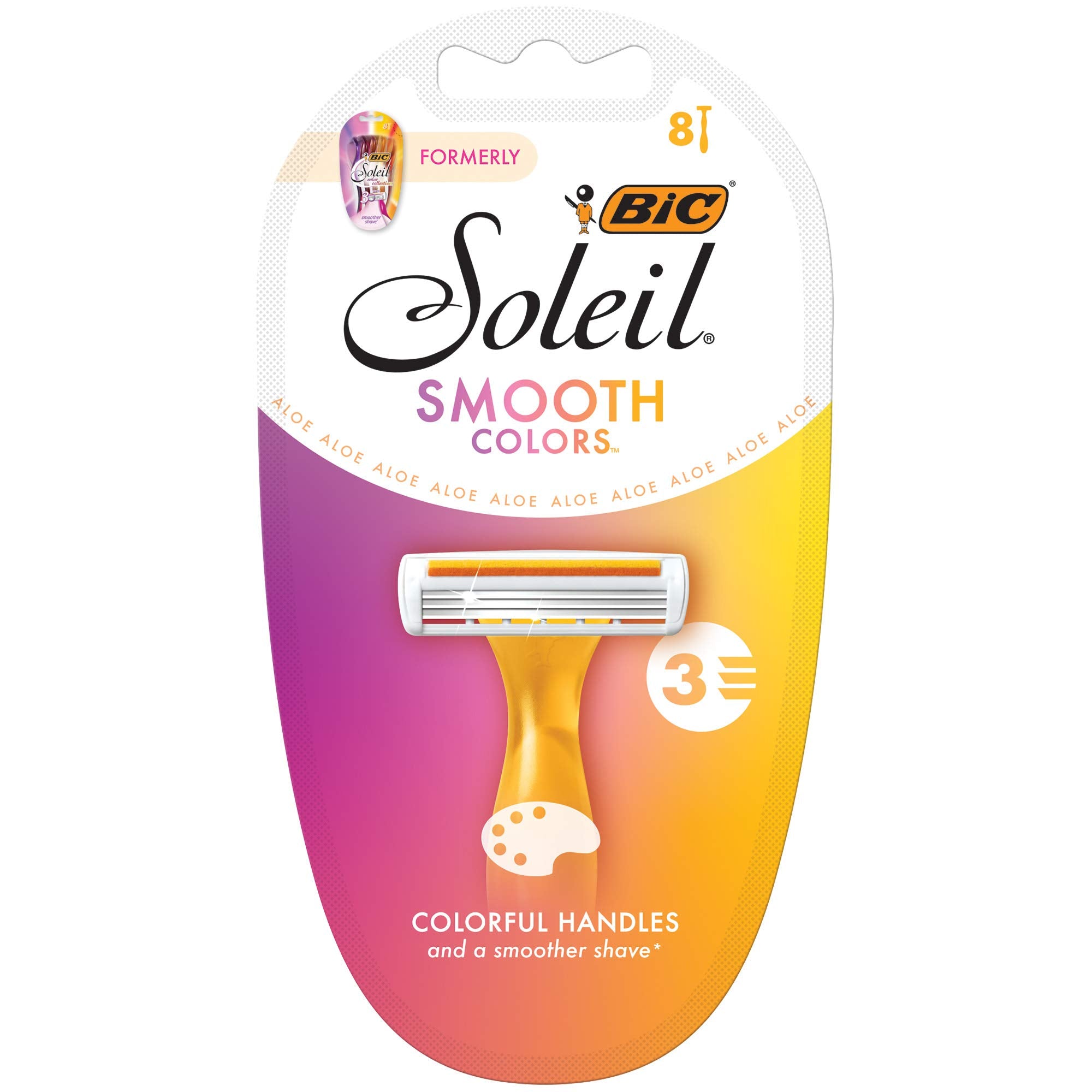 BIC Soleil Color Collection, Disposable Razor, Women, 8-Count