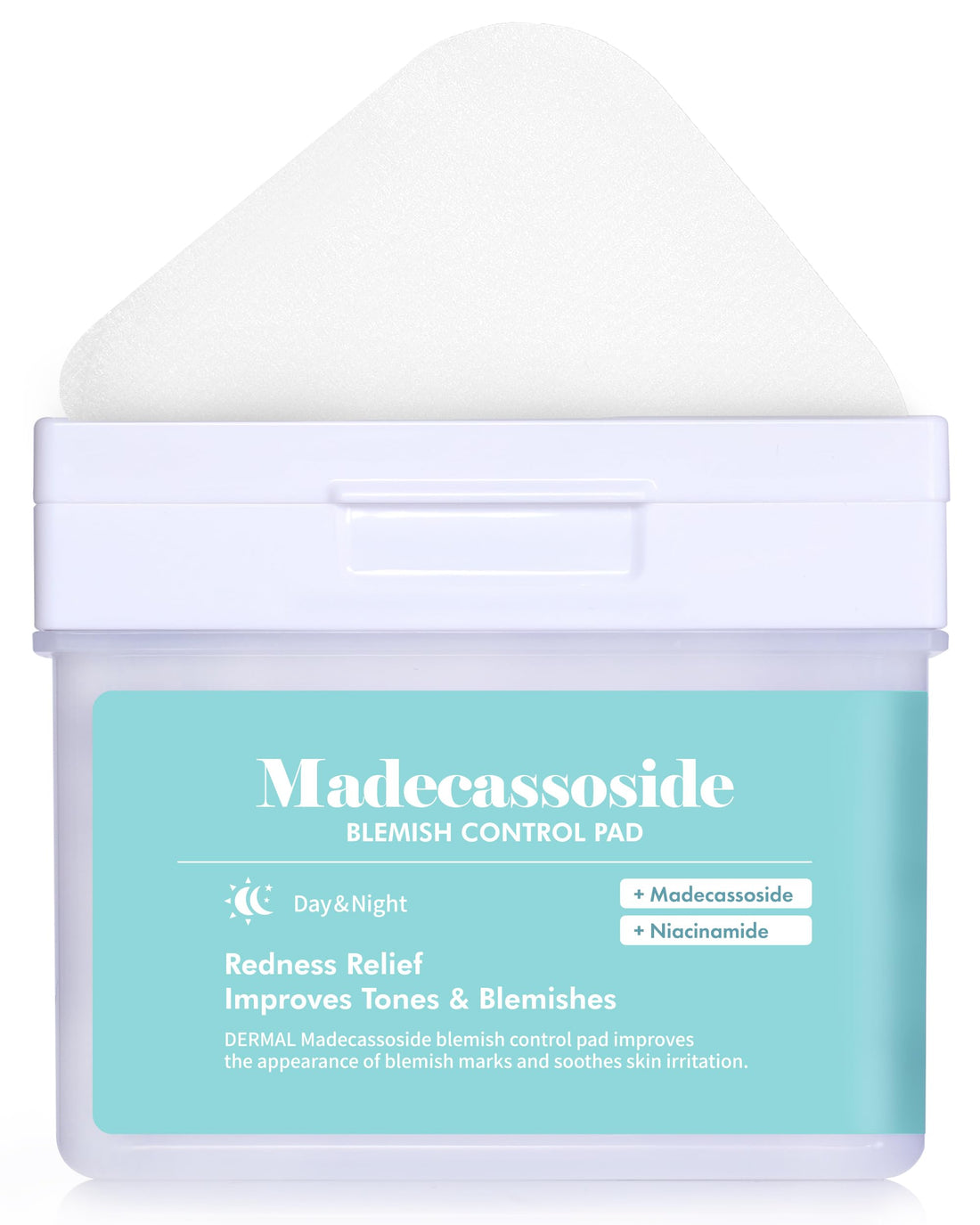 DERMAL Madecassoside Blemish Control Pad - Korean Toner Pad for Blemish & Tone Improvement with Centella Asiatica - Vegan Gauze Tencel Square Pads - High Capacity, 120 Sheets