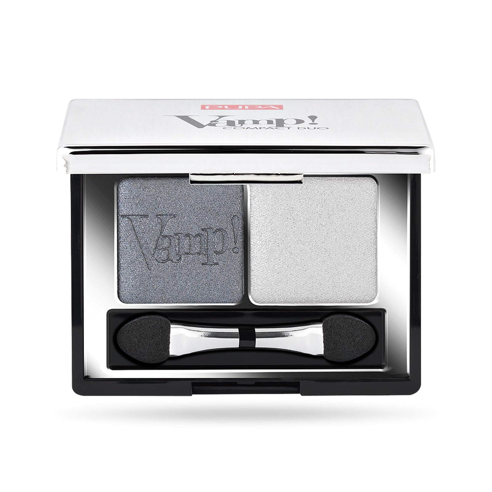 Pupa Milano Vamp! Compact Duo Eyeshadow - For Pure Color Payoff - Double Palette - High Concentration of Pigments and Comfortable Texture - 009 Silver Stone - 0.078 Oz