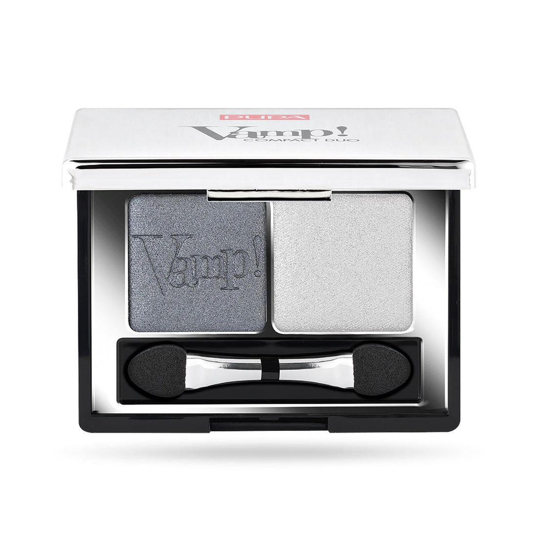 Pupa Milano Vamp! Compact Duo Eyeshadow - For Pure Color Payoff - Double Palette - High Concentration of Pigments and Comfortable Texture - 009 Silver Stone - 0.078 Oz