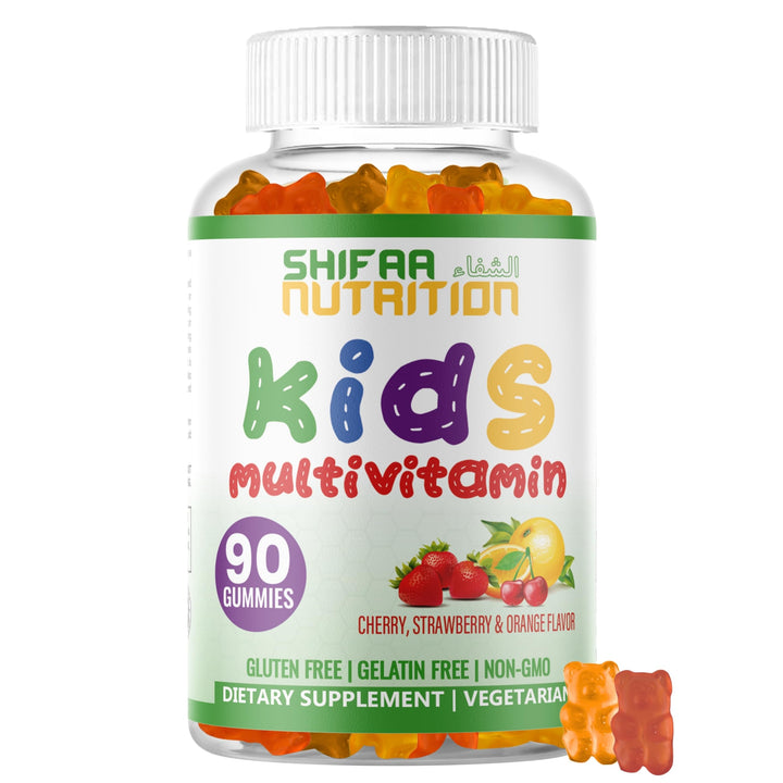 SHIFAA NUTRITION Halal Kids Multivitamin Gummies, 45-90 Days Supply, with All Essential Kids Vitamins. Toddler Vitamins with Vitamin C, D, Zinc, A, E, B6, B12, Biotin | Halal Gummy Vitamins for Kids