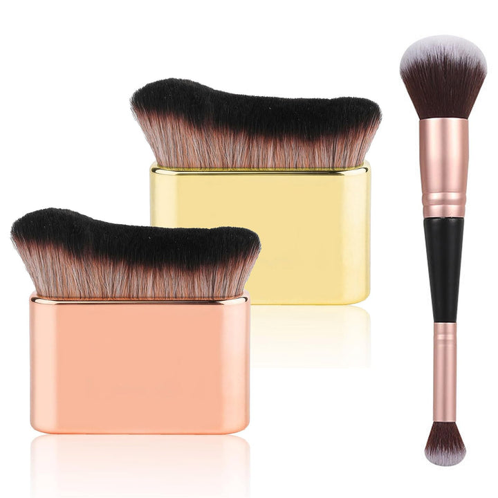 3 Pcs Makeup Brushes Dual-ended Foundation Pro Facial Palm Brush Self Tan Blend Body Eyes Legs Highlight Contouring Liquid Cream Powder Tool