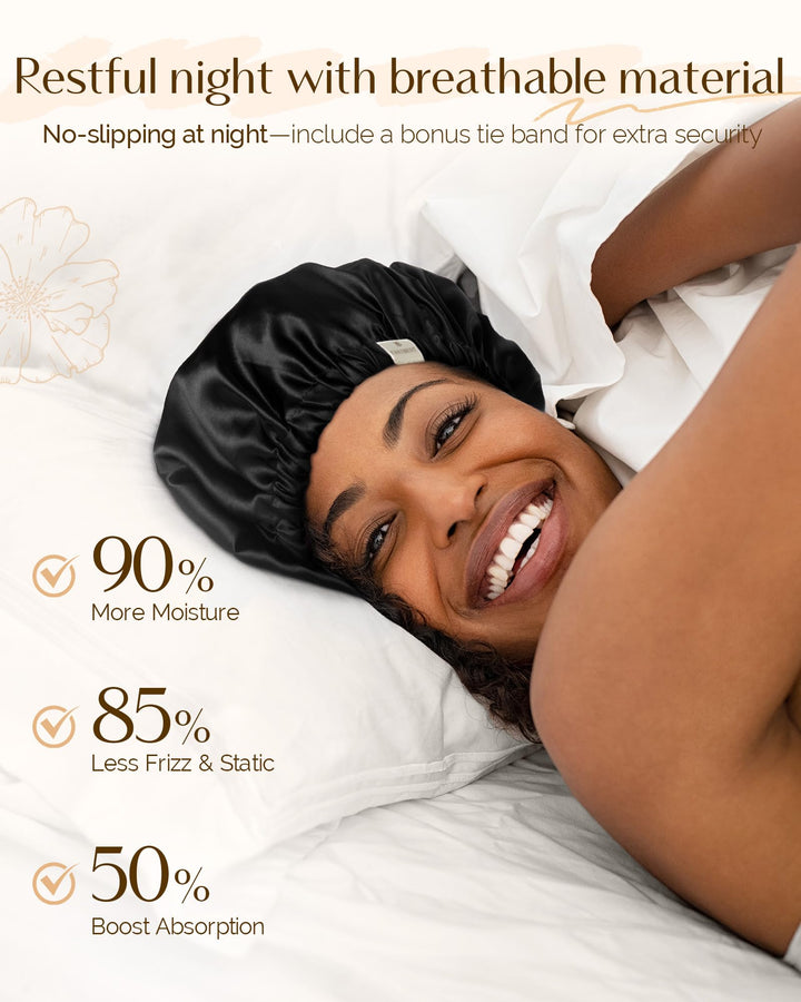 YANIBEST Satin Bonnet for Sleeping, Hair Bonnets for Women and Men, Double Layer Ajustable Silky Bonnet for Curly Braids Hair