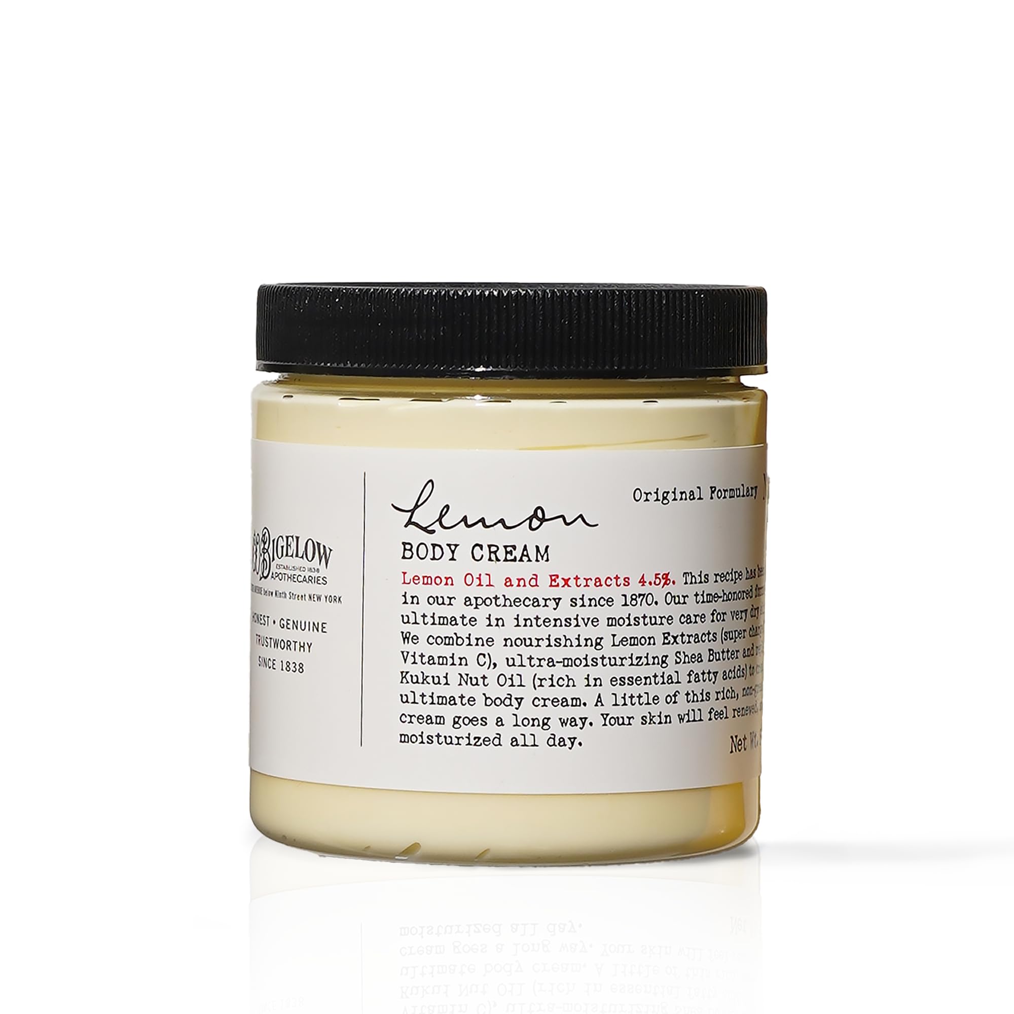 C.O. Bigelow Lemon Body Cream, Moisturizing Body Cream with Shea Butter, Kukui Nut Oil, Lemon Oil and Extracts for Dry Skin, 8 oz.