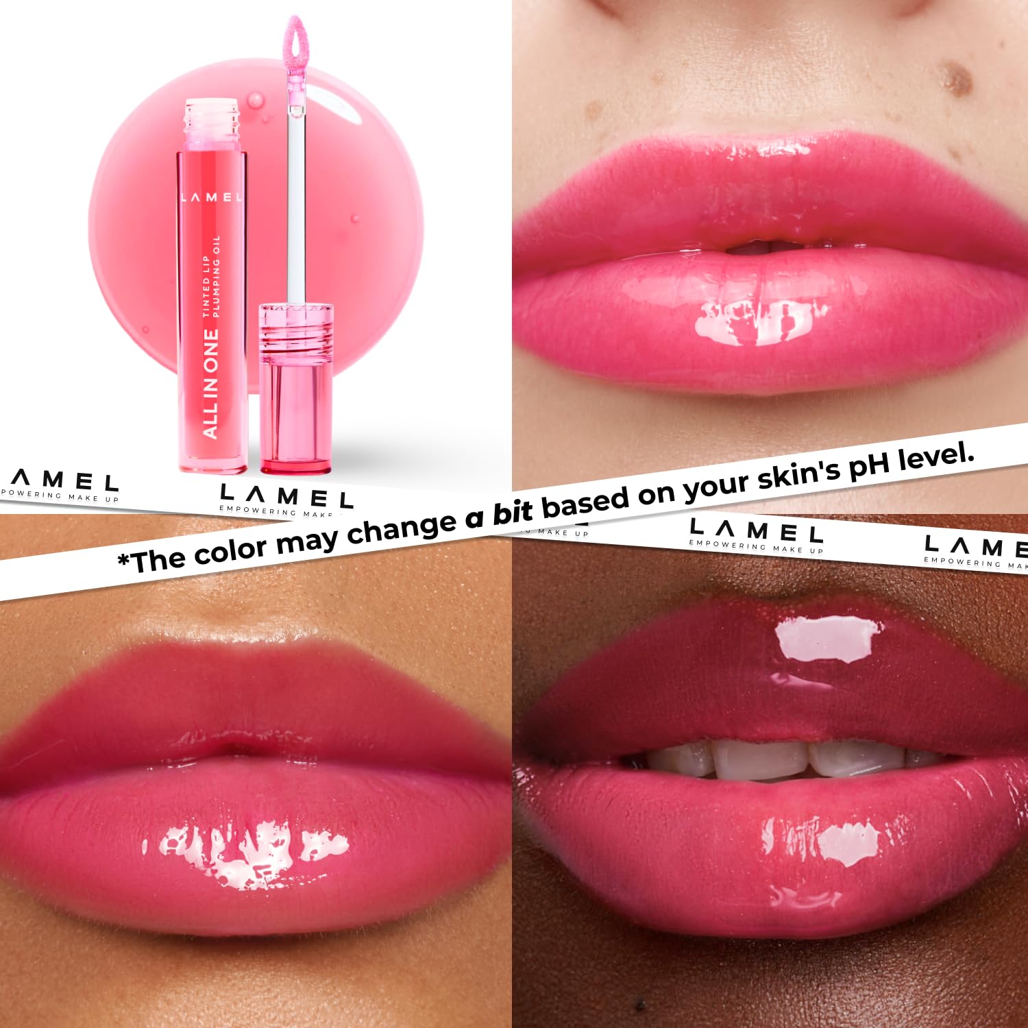 Lamel All-in-One Lip Oil - Lightweight, Tinted, Plumping, Hydrating Lip Gloss - Lip Balm for Day & Night Use, Long-Lasting Lip Stain, Lip Glow Oil, No-Sticky Gloss, Lip Plumper Tint - Peachy 401