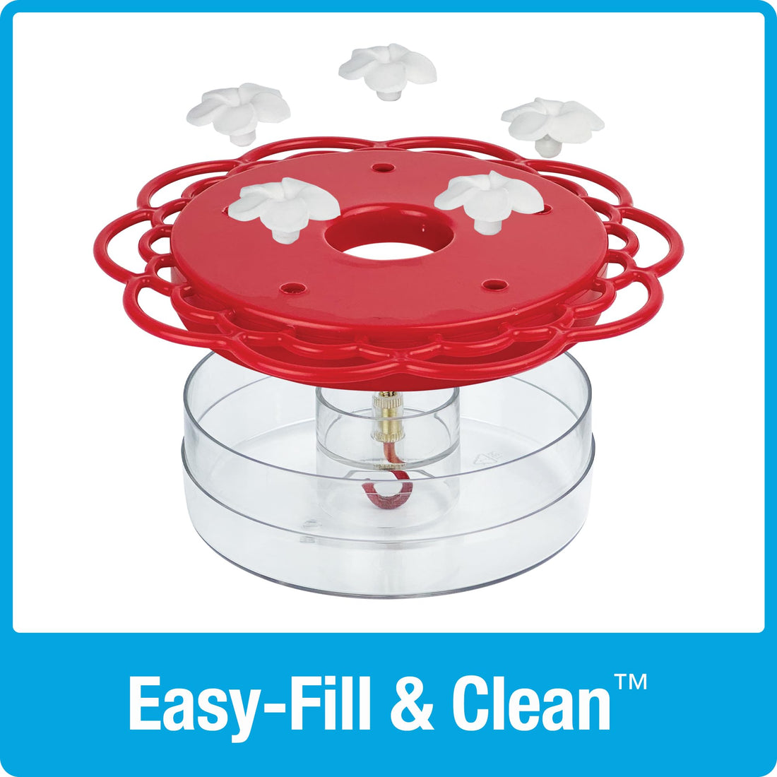 Nature's Way Plastic Hummingbird Feeder for Outdoor Decor, Hanging Feeder and Window Feeder, 13 Ounce Capacity Nectar Feeder, 5 Easy to Clean Flexible Ports, Red