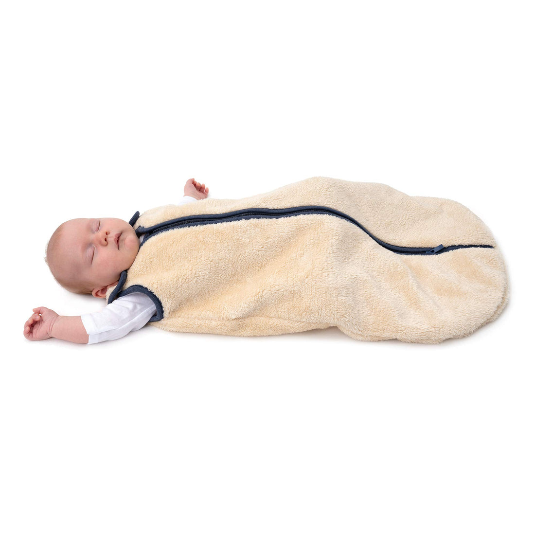 baby deedee Sleep Nest Teddy Baby Sleeping Bag, Oatmeal Navy, Medium (6-18 Month)