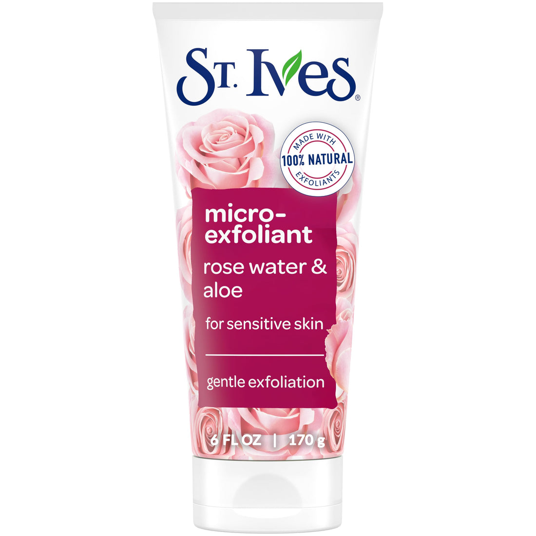 St. Ives Gentle Smoothing Face Scrub Our Gentlest Scrub Yet Rose Water and Aloe Vera Made with 100 percent Natural Exfoliants, Paraben Free, Oil-Free, Dermatologist Tested 6 oz