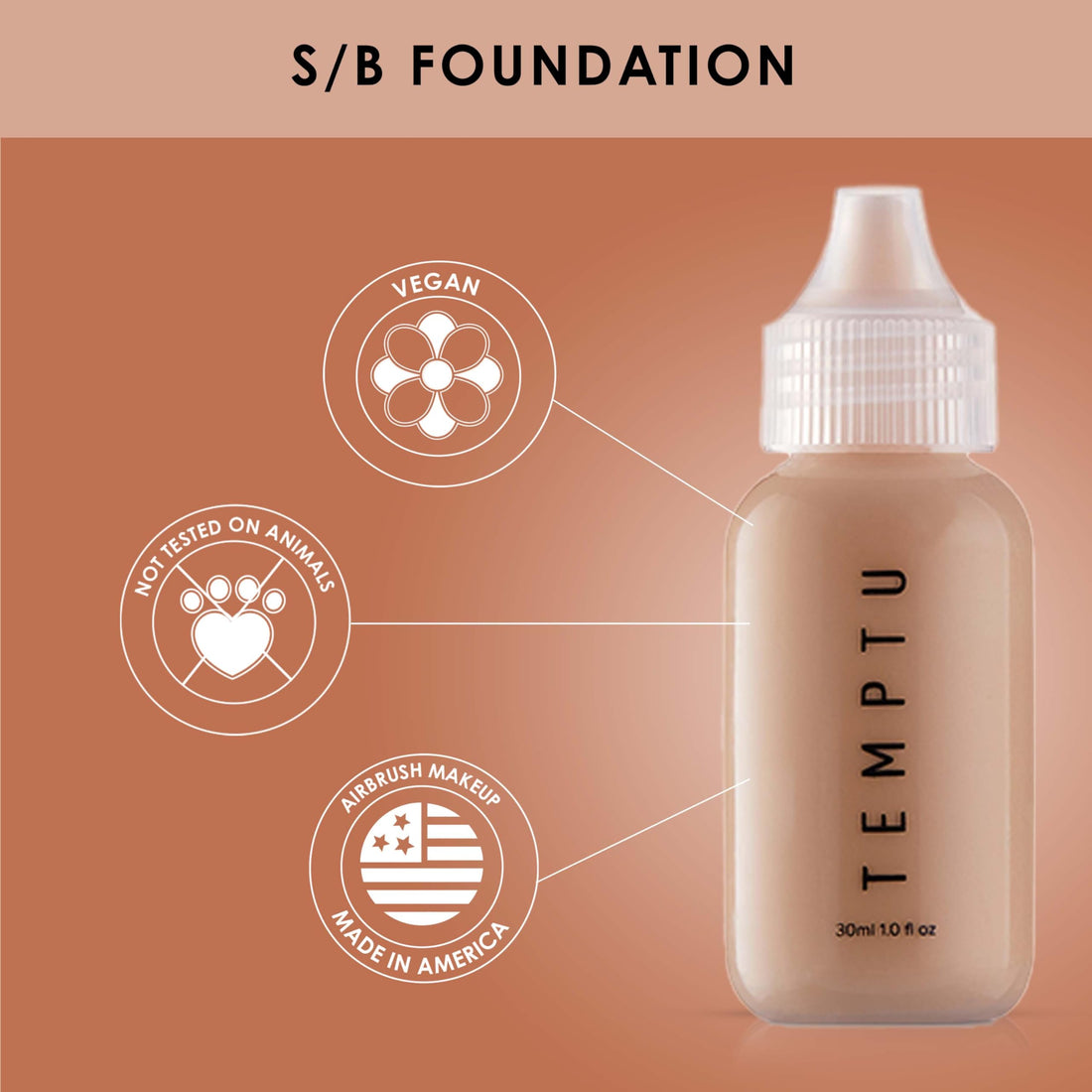 Temptu Pro Silicon Based Oil Foundation, 005 Pure Beige, 30 ml Sheer Finish
