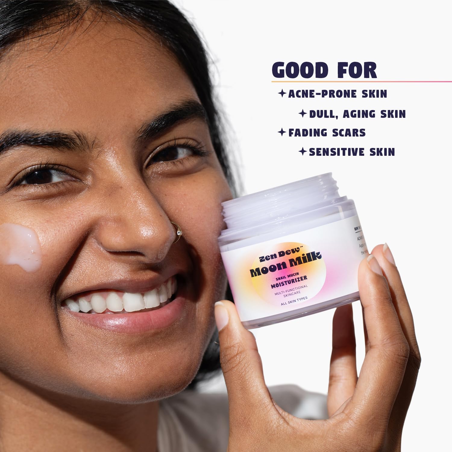 Moon Milk Snail Mucin Moisturizer Glow Cream – A Milky Gel Cream that Replenishes Moisture and Leaves Skin Brighter, Plumper, Soothed and Beautifully Smooth. Made In S. Korea, 3.52oz.