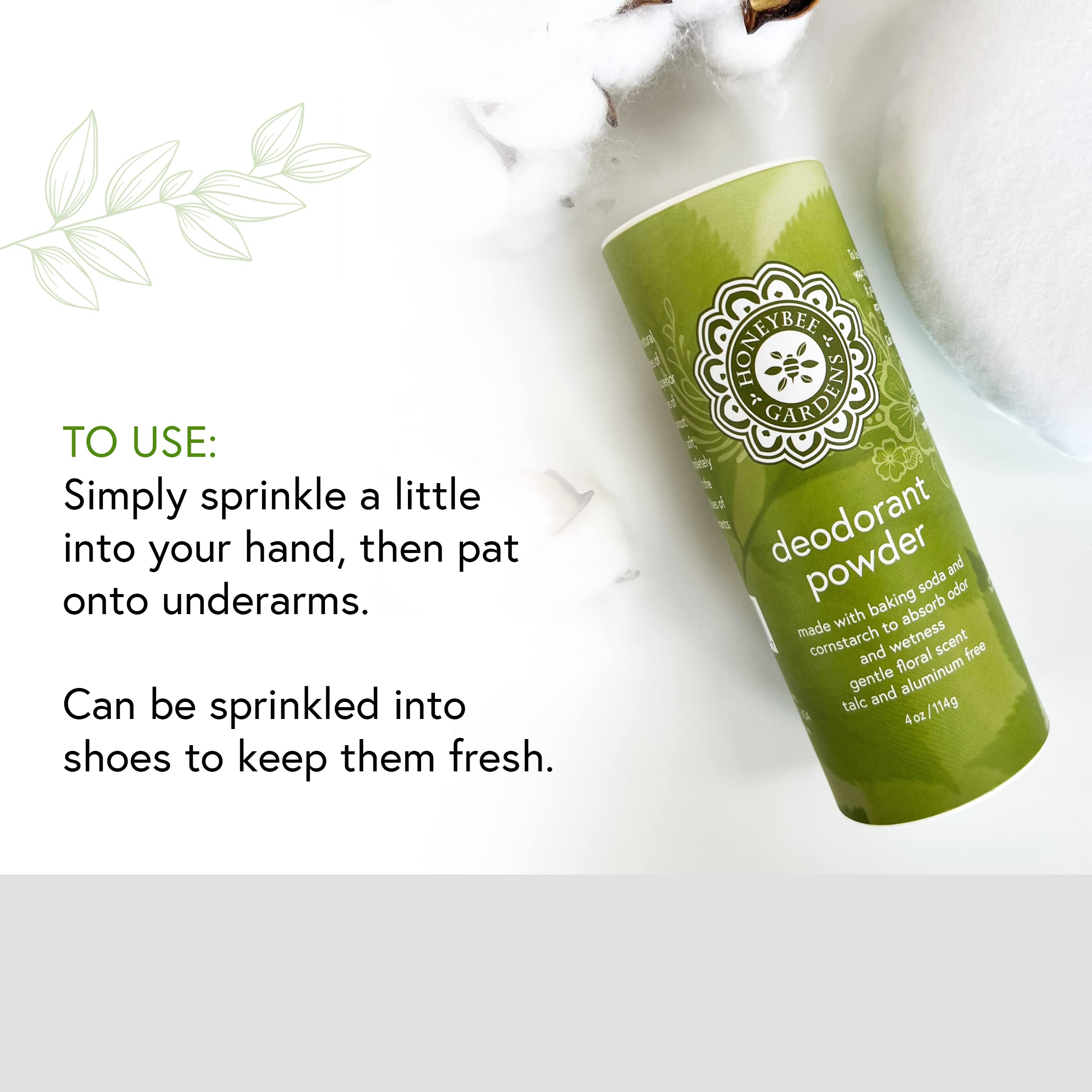 Honeybee Gardens 100% All Natural Deodorant Powder, 2 PACK | Talc Free, Gluten Free, Vegan, Non GMO