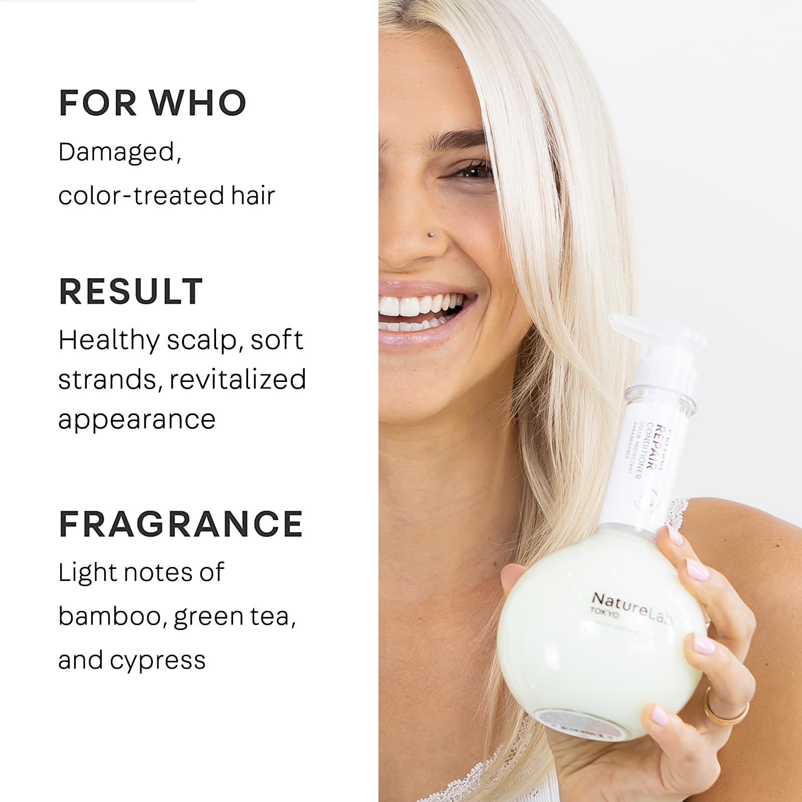 NatureLab. TOKYO Perfect Repair Conditioner: Eco-Friendly Refill Pouch: Moisturizing Conditioner to Replenish and Restore Damaged, Color Treated Hair and Strengthen New Hair I 22.9 FL OZ / 680ml