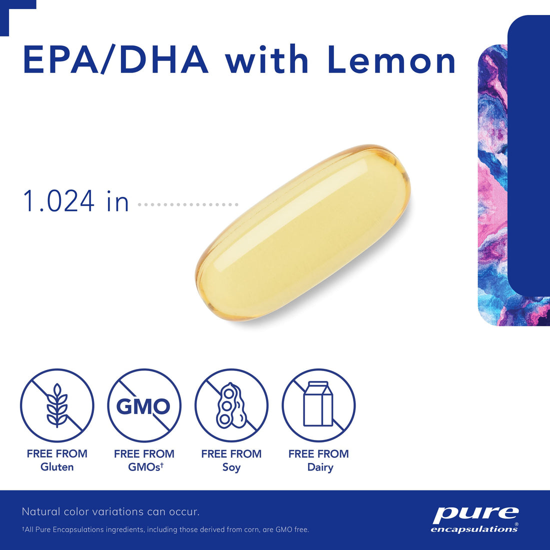 Pure Encapsulations EPA/DHA with Lemon | Ultra-Pure, Molecularly Distilled Fish Oil Concentrate with Lemon | 120 Softgel Capsules