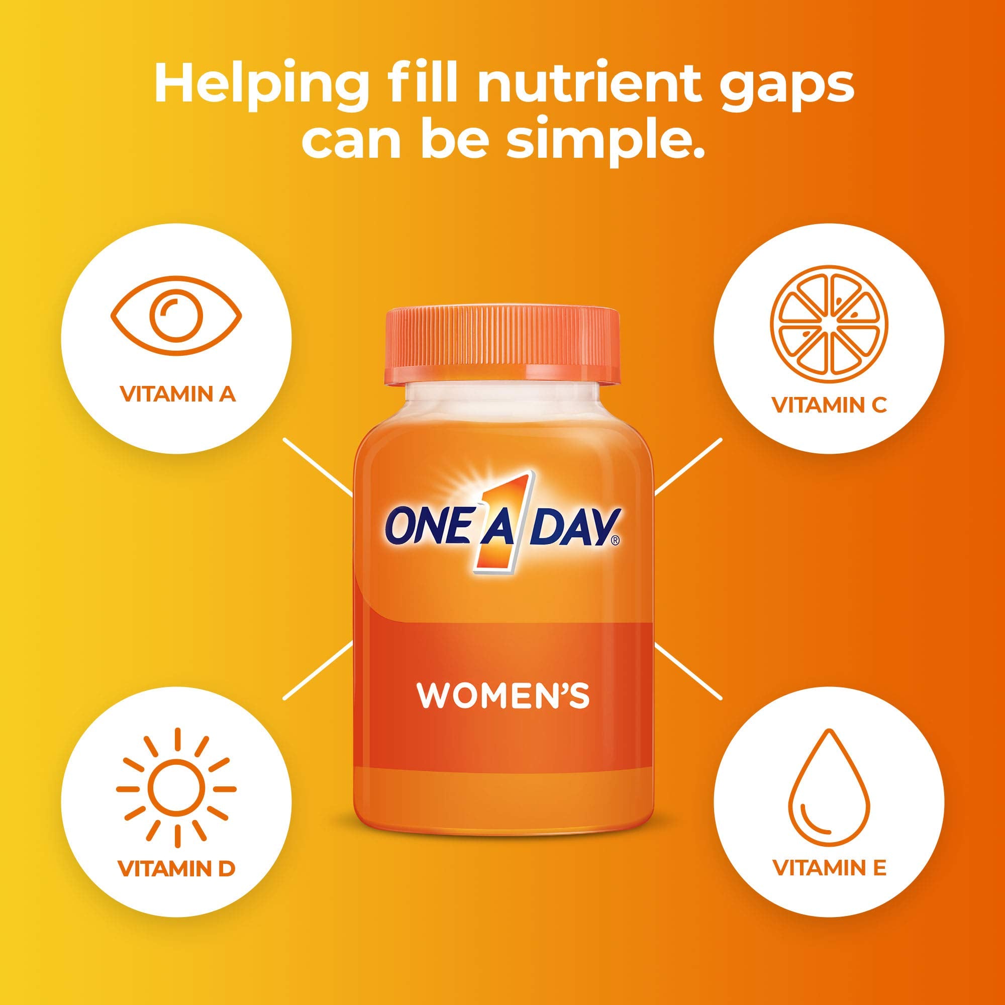 One A Day Women’s Multivitamin, Supplement with Vitamin A, Vitamin C, Vitamin D, Vitamin E and Zinc for Immune Health Support, B12, Biotin, Calcium & More, Tablet, 250 count