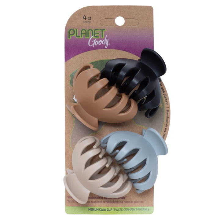 Goody Planet Goody Sustainable Spider Clips, Medium, Extra Strong, Neutral Colors, Pink, Black, Yellow and Gray, 4 Count
