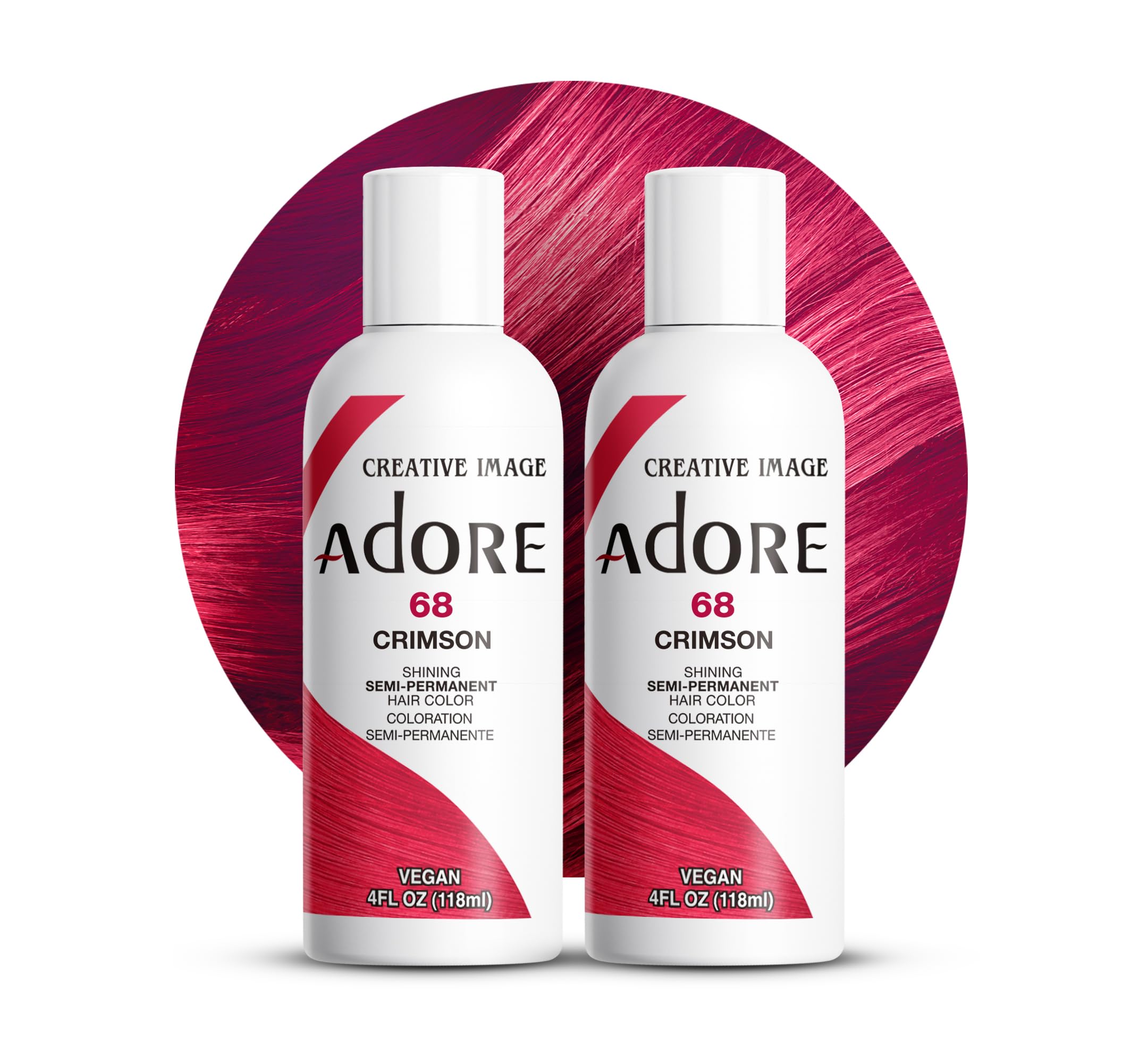 Adore SemiPermanent Haircolor 068 Crimson 4 Ounce (118ml) (2 Pack)