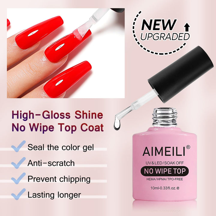 top coat : AIMEILI Soak Off UV LED Gel Nail Polish - No Wipe Top Coat 10ml