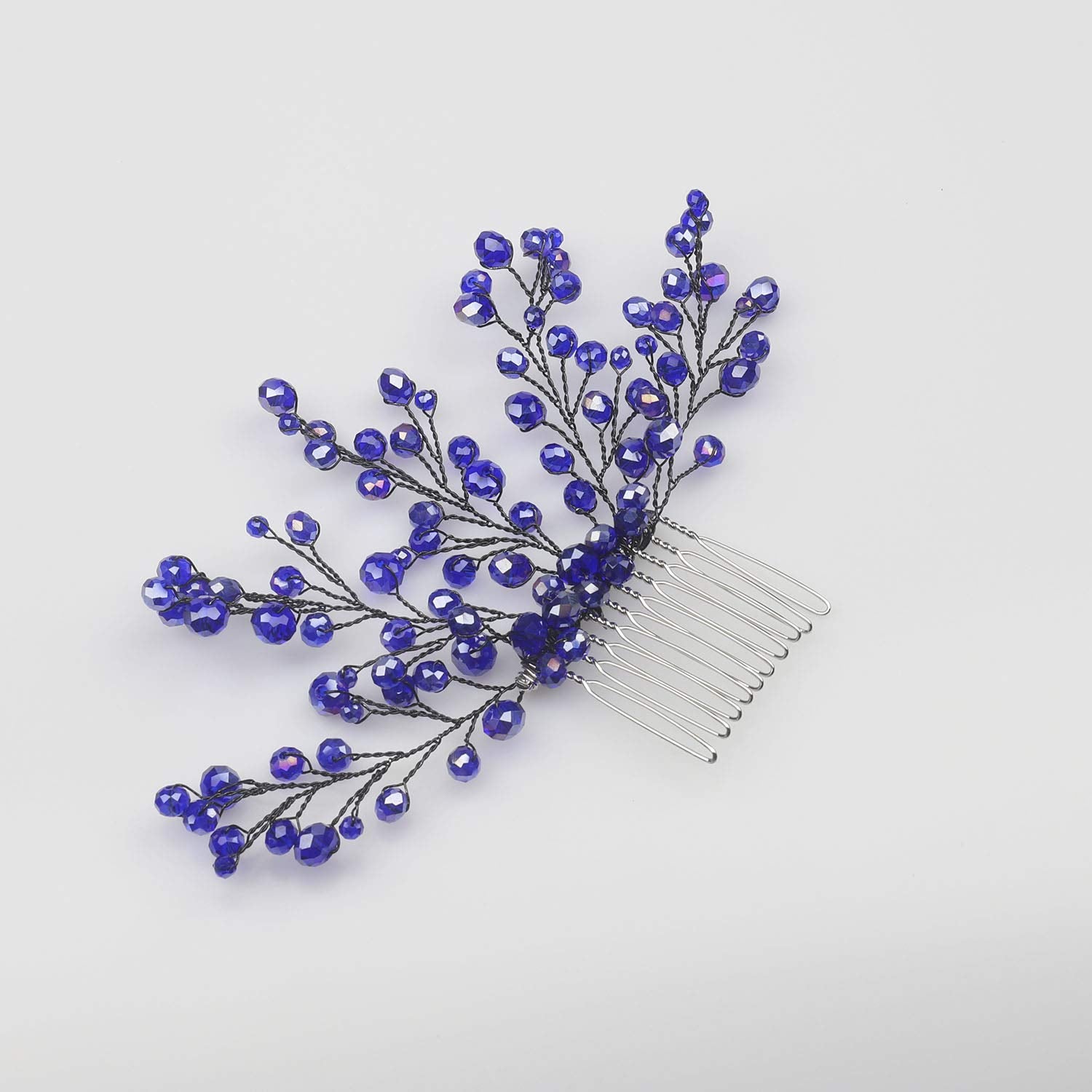 FXmimior Bridal Women Blue Vintage Crystal Rhinestone Vintage Hair Comb Wedding Party Hair Accessories