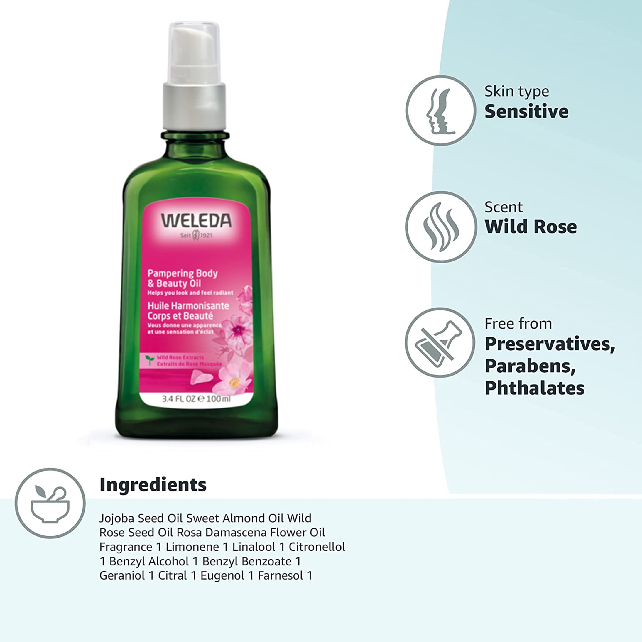 Weleda Skin Pampering 2-Piece Set: Wild Rose Deodorant and Body Oil