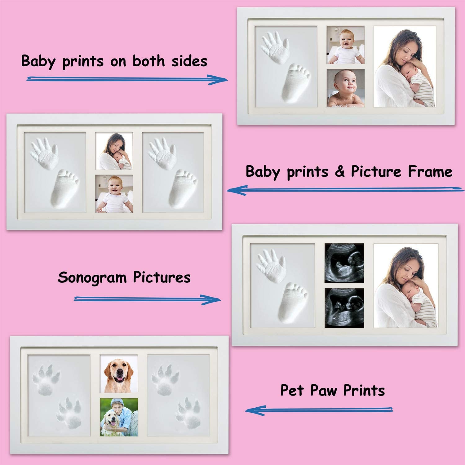 Baby Hand & Footprint Kit - Nursery Memory Art Frames, 1200 Grams of Clay - Best Shower Gift for Newborns & Twins