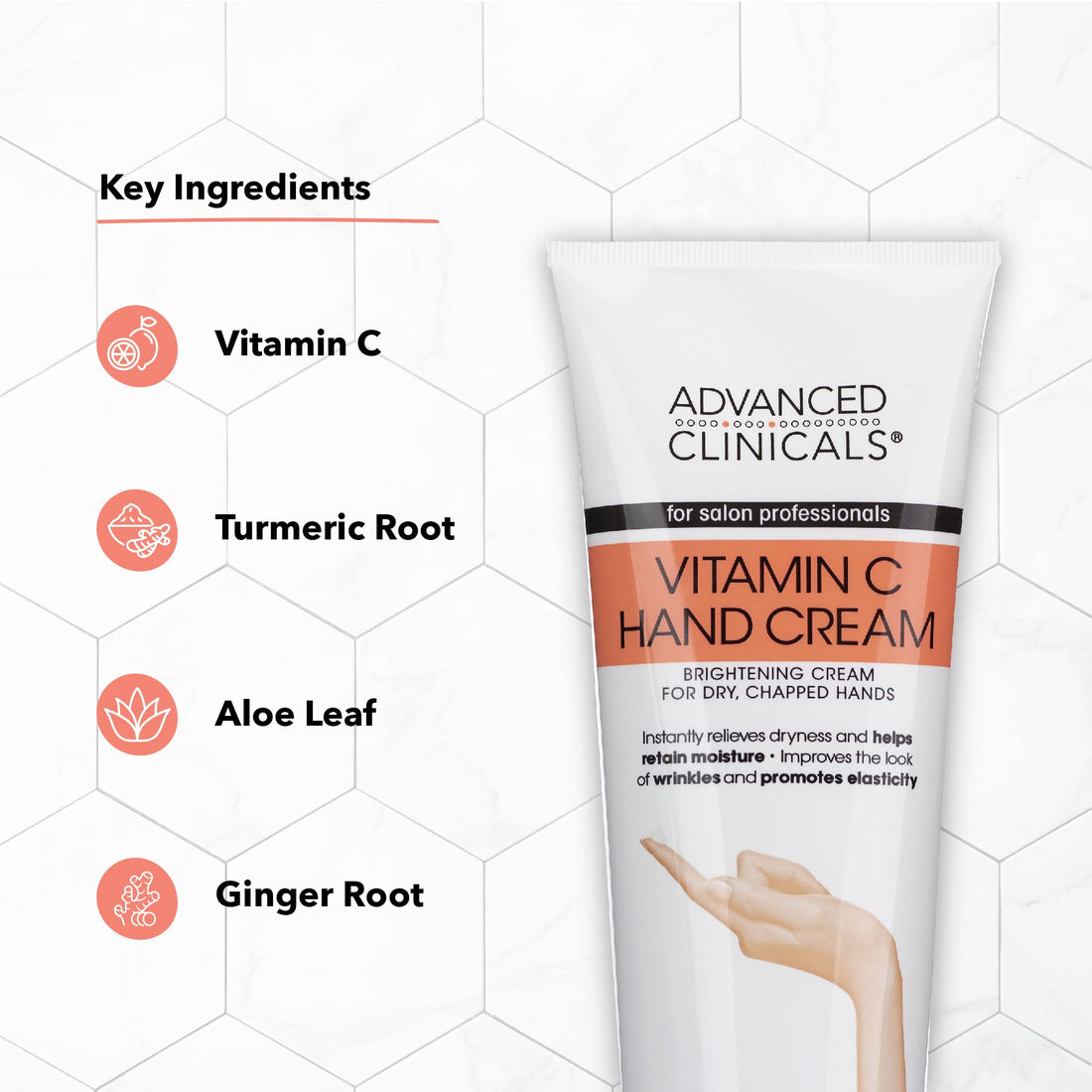 Advanced Clinicals Vitamin C Body & Hand Lotion Moisturizing Skin Care Cream For Hands & Body – Intense Soothing & Hydrating Vitamin C Hand Cream Moisturizer For Dry Cracked Hands, Large 8 Fl Oz